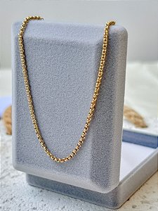 Colar elos M dourados - Aço Inox