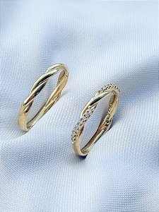 Par de Aliança Mônaco com pedra - Moeda Antiga