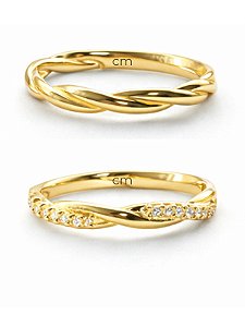 Par de Aliança Mônaco com pedra - Moeda Antiga