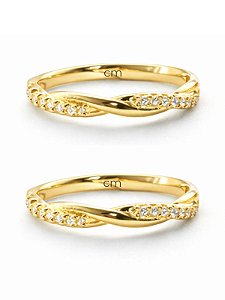 Par de Aliança Mônaco com pedra - Moeda Antiga