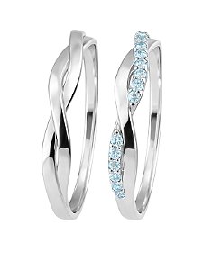 Par de Aliança Mônaco com pedra azul - Prata 950