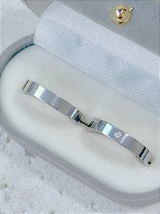 Par de Aliança Holanda 4mm com pedra - Aço Inox