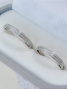 Par de aliança Diamantada com friso 3mm - Aço Inox