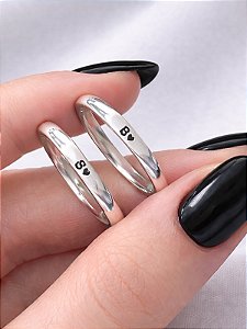 Par de alianças Inicial ♡ - Prata 950