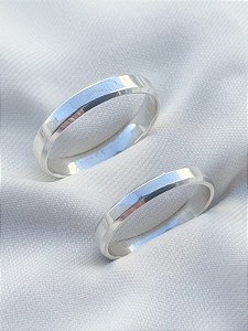 Par de Aliança Chanfrada - Prata 950