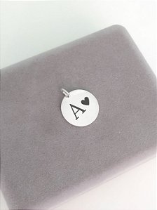 Colar Redondo Inicial + coração - Prata 925