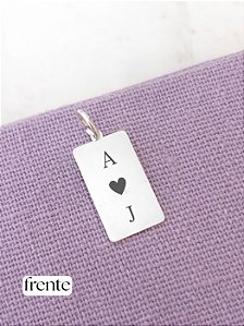 Colar plaquinha data + iniciais - prata 925