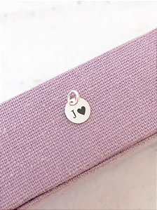 Colar mini redondo letra + coração - Prata 925