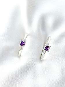 Par de Aliança Solitários Encanto Roxo - Prata 950