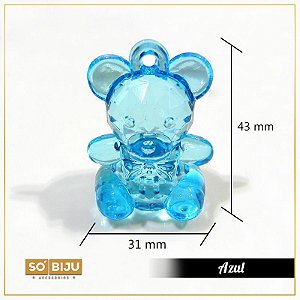 Urso Sentado de Gravata Pingente de Acrílico 43mm