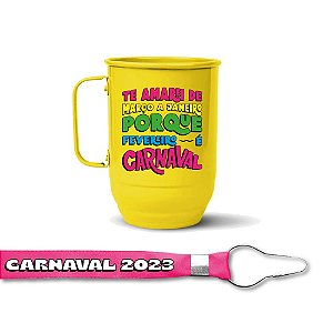 Caneca de Alumínio 600ml Personalizada Carnaval + Tirante Personalizado