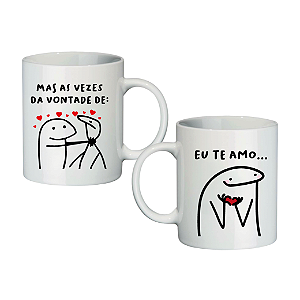 Caneca de Porcelana Flork Meme - EU TE AMO MAS... Dia dos Namorados 300ml