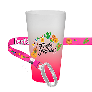 Copo Ecológico com Tirante 650ml- Festa Junina - Personalizada