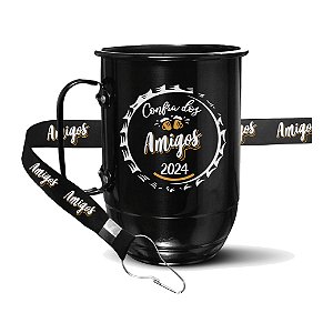 Caneca de Alumínio 600ml Personalizada + Tirante Personalizado
