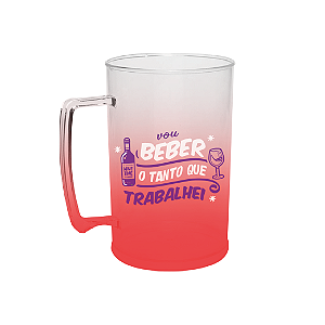 Caneca de Chopp Degradê 450ml - Carnaval - Vou Beber O Tanto Que Trabalhei