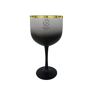 Taça de Gin Degradê com Borda Metalizada Dourada - Personalizada
