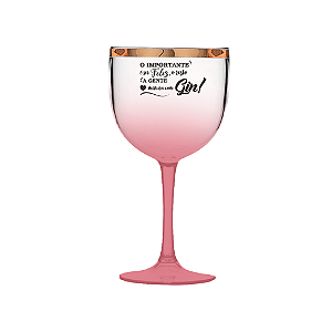 Taça de Gin Degradê com Borda Metalizada Rosê Gold - Personalizada