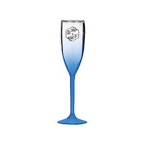 Taça de Champanhe Degradê com Borda Prata 150ml Personalizada