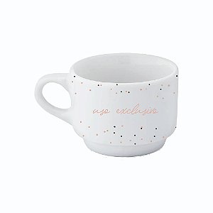 Kit 4 Xícaras de Porcelana Dias da Mães + Suporte - Uso Exclusivo