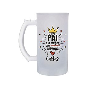 Caneca Jateada de 450ml Personalizada - Dia dos Pais (Meu pai é o melhor com certeza/cerveja)