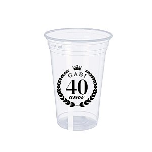 100 Copos Descartáveis 300ml Personalizados - Aniversário de 40 anos