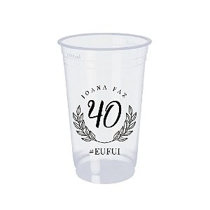 100 Copos Descartáveis 700ml Personalizados - Aniversário de 40 anos