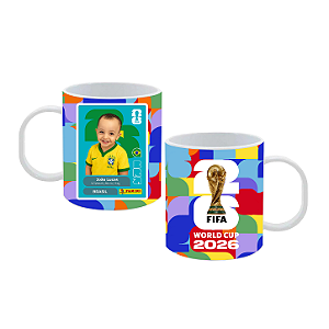 Caneca de Polímero 400ml Personalizada - Figurinha da Copa 2026