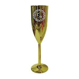 Taça de Champanhe Metalizada Dourada 170ml Personalizada
