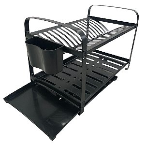 KIT MAK.INOX ESCORREDOR 12 PRATOS MONTADO BLACK 0412P + BANDEJA COLETORA DE AGUA PRETA