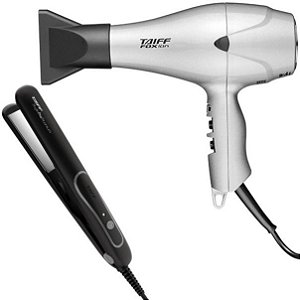 KIT TAIFF -  SECADOR FOX ION PRATA 2000W 220V + PRANCHA STYLE PRATA PRO TITANIUM 230ºC BV