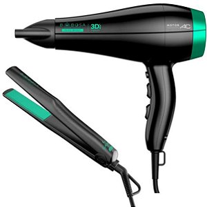 KIT GAMA BABOSA BIVOLT - SECADOR DE CABELO 3D THERAPY ULTRA ION 2200W + PRANCHA CERAMIC ION 220ºC