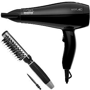 KIT SECADOR GAMA LIGHT PLUS CERAMIC ION 2000W BV + ESC. PROART RICCI PERFETTI BRILLARE 9R102HKH "P"