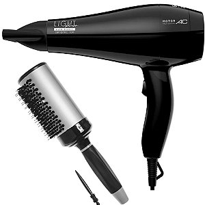 KIT SECADOR GAMA LIGHT PLUS CERAMIC ION 2000W BV + ESC. PROART RICCI PERFETTI BRILLARE 9R105HKH "G"