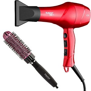 KIT - SECADOR TAIFF RED ION 1900W 127V + PROART ESCOVA PROFESSIONAL VENT PRO ROSA 33MM - EPT05B