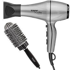 KIT - SECADOR TAIFF STYLE PRATA PRO 2000W 220V + PROART ESCOVA VENT PRO PRATA 50MM - EPT03B