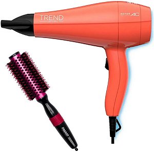 KIT - SECADOR GAMA TREND CERAMIC ION 2000W 127V + ESCOVA PROART METALICA PRO ROSA 25MM - EPM05B