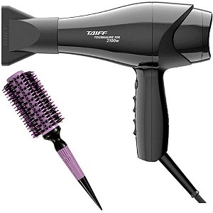 KIT SECADOR TAIFF NEW TOURMALINE ION 2100W 220V + ESCOVA PROART CRMIC EXPERT PRO LAVAND 28MM ECP08B