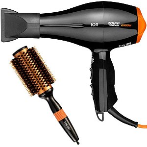 KIT SECADOR TAIFF TITANIUM COLORS LARANJA ION 2100W 127V + ESCOVA PROART METALICA LARANJA 38MM EPM09