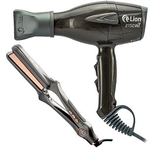 KIT PROFISSIONAL - SECADOR LION LS07 2150W PRO GRAFITE 127V + PRANCHA MQ PRO 480 480°F / 250°C BIV