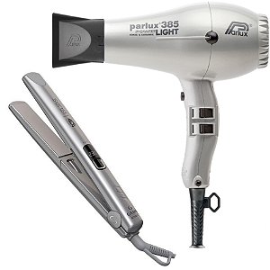KIT - SECADOR PARLUX 385 POWER LIGHT PRATA 2150W 220V + PRANCHA GAMA SENSI 4D THERAPY IHT MOON 230°C