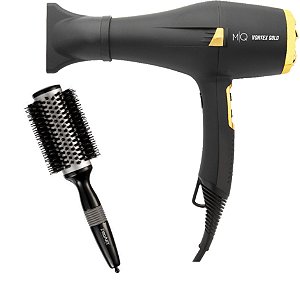SECADOR DE CABELO PROF. MQ VORTEX GOLD 2400W 220V + PROART ESCOVA METALICA PRO PRATA 38MM EPM12B