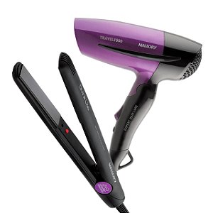 KIT MALLORY DIVINE PURPLE BIVOLT - SECADOR TRAVEL 1500 1250W + PRANCHA DIVINE LISS 210ºC