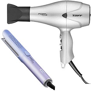 KIT TAIFF - SECADOR FOX ION S PRATA 2100W 127V + PRANCHA MODELADORA FOX 3 220ºC
