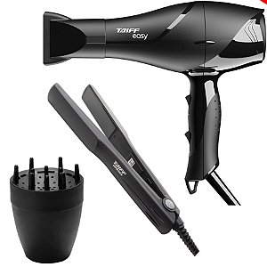 KIT TAIFF - SECADOR EASY 1700W 127V + PRANCHA CERAMICA 180ºC + DIFUSOR DE AR SMART