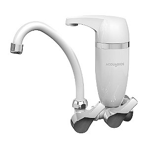 Filtro De Agua Acquabios Com Torneira Branca Cromada Premium Parede