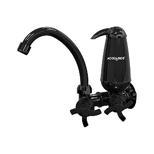 Filtro De Agua Acquabios Acqua E05 Com Torneira Quadriseta Bica Movel 1/4 De Volta Preta Para Parede