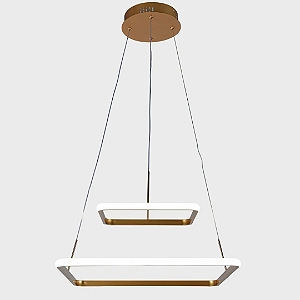 Lustre Pendente 192010 Led Domum 2 Arcos Quadrado Dourado 50/30cm 4000k Biv
