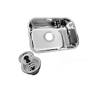 Cuba Inox Cozinha 197512 Domum Alto Brilho Espelhado Com VÁlvula Tamanho 3 1/2 - 47x30x17cm