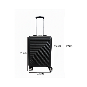 Mala De Viagem De Bordo Pequena 10kg Anac Rodas 360° - Preta - 33x47x20cm