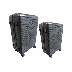 Kit Mala De Viagem Preto Luxo - MÉdia + Grande